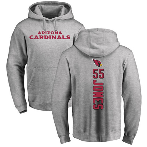 Arizona Cardinals Men Ash Chandler Jones Backer NFL Football 55 Pullover Hoodie Sweatshirts